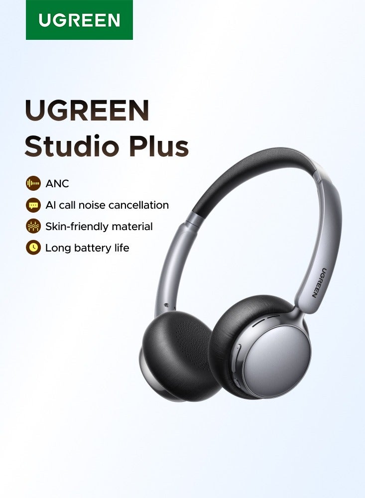 Studio Plus Headphones Wireless, Adaptive Noise Cancelling Headset, AI Clear Call Headset Vintage, 80H Playtime Over-ear Headphone, Bluetooth 6.0 Earphone, Lightweight, Comfortable, Retractable